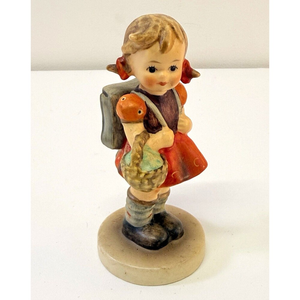 Hand Painted Ceramic School Girl Figurine Germany 4 in Multicolor